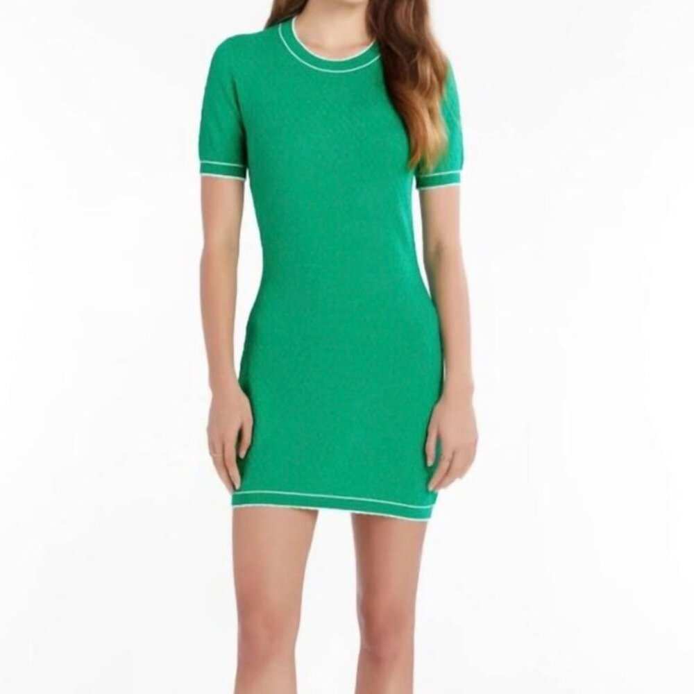 Amanda Uprichard Avery Jungle Knit Mini Dress Short Sleeves